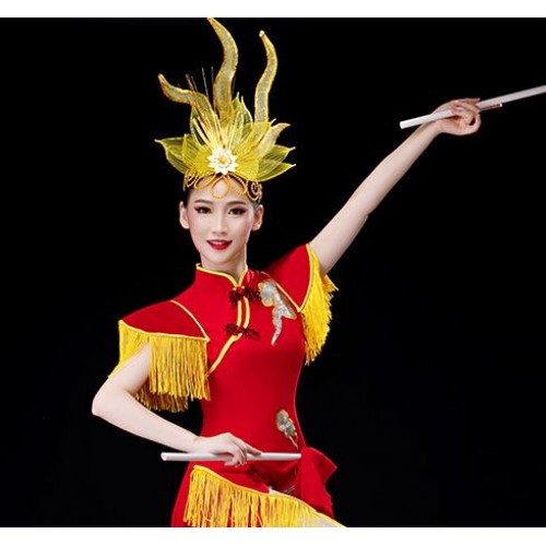 Chinese dragon Drum Costume Headdress Women's Modern Drum  Performance Costume Chinese Style Inspiration Performance hairpin Costume Hair accessories